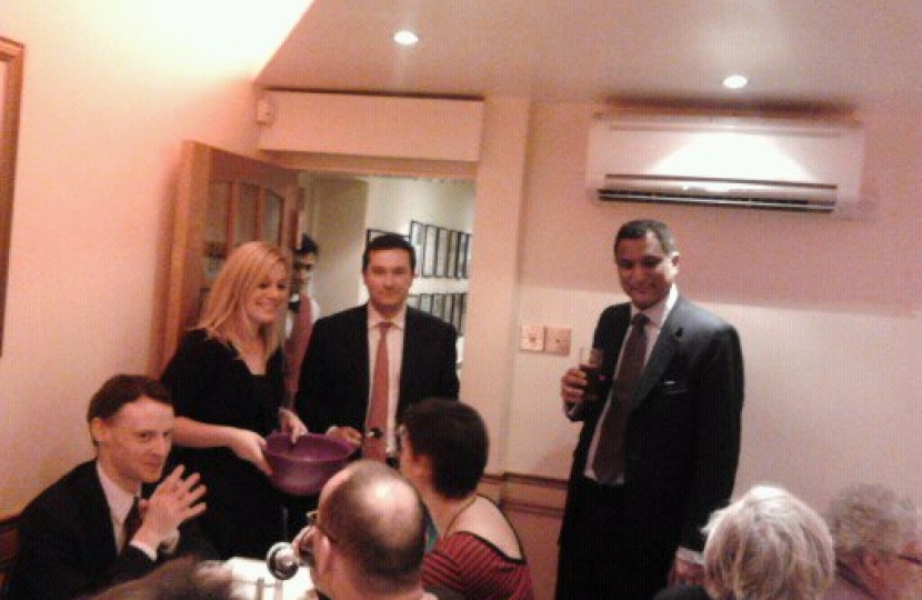 Syed Kamall, with Clapham Town candidates, Sebastian Lowe and Hannah Ginnett