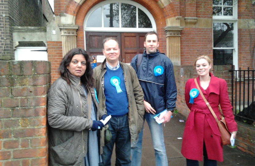 Cllr Michael Mitchell campaigning with Vauxhall Conservatives in Clapham