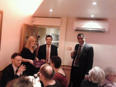 Syed Kamall, with Clapham Town candidates, Sebastian Lowe and Hannah Ginnett