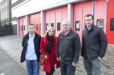 Clapham Action Team with Cllr Maurice Heaster outside Clapham Fire Station.